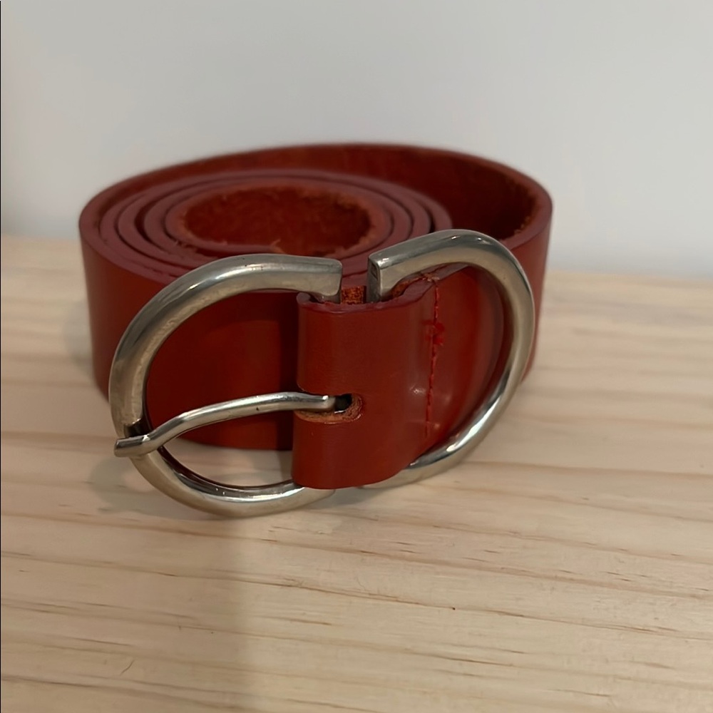 Red Leather Belt with Silver Buckle vintage le chateau